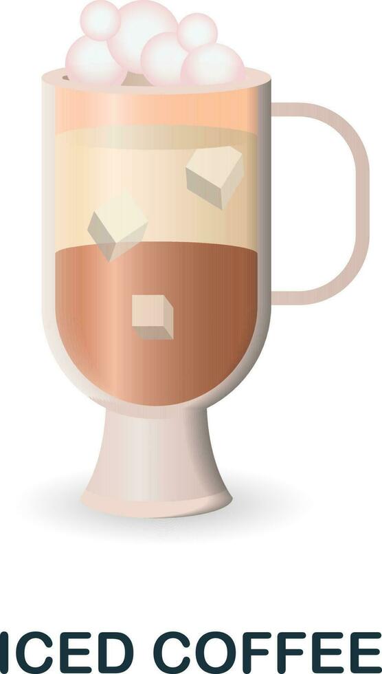 ghiacciato caffè icona. 3d illustrazione a partire dal caffè collezione. creativo ghiacciato caffè 3d icona per ragnatela disegno, modelli, infografica e Di Più vettore