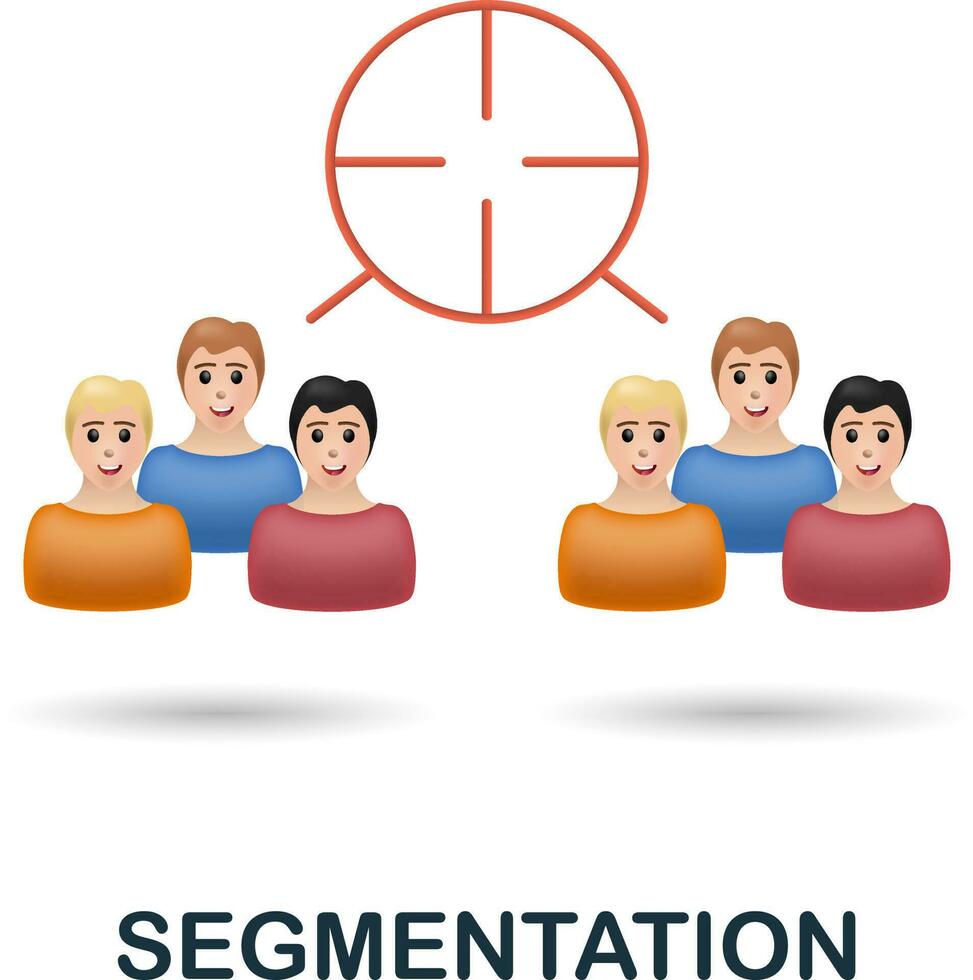 segmentazione icona. 3d illustrazione a partire dal aziendale sviluppo collezione. creativo segmentazione 3d icona per ragnatela disegno, modelli, infografica e Di Più vettore