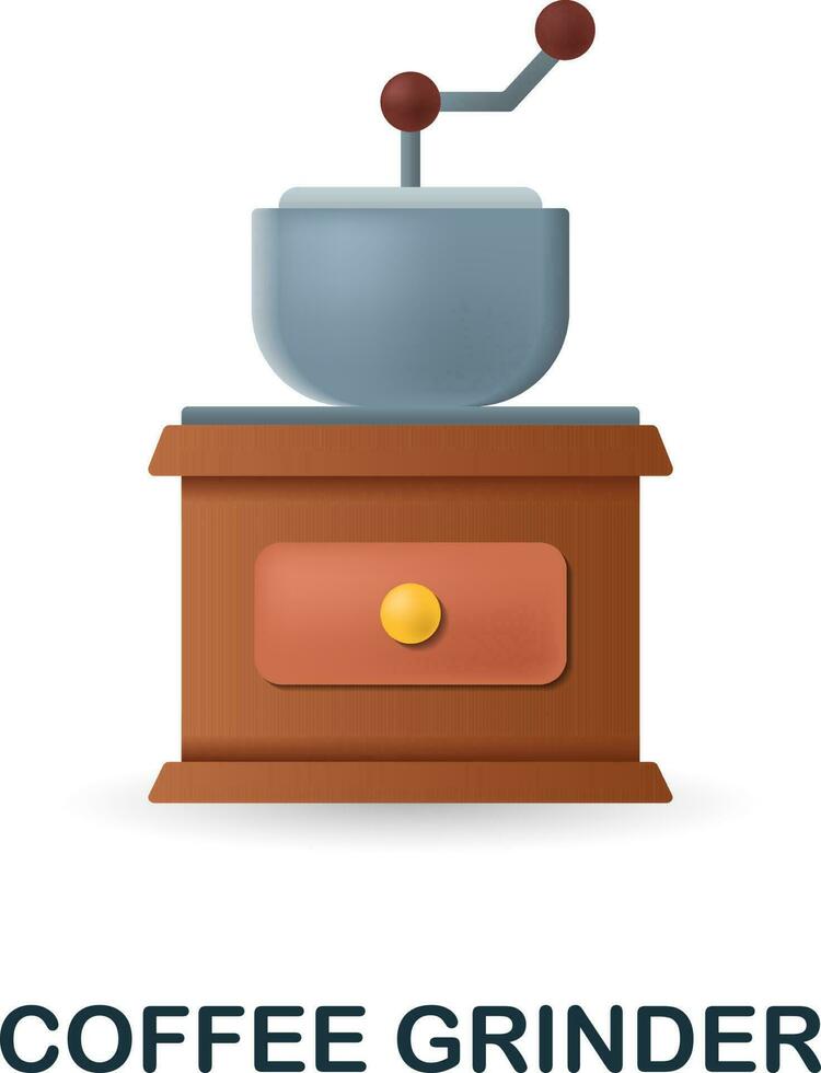 caffè macinino icona. 3d illustrazione a partire dal caffè collezione. creativo caffè macinino 3d icona per ragnatela disegno, modelli, infografica e Di Più vettore