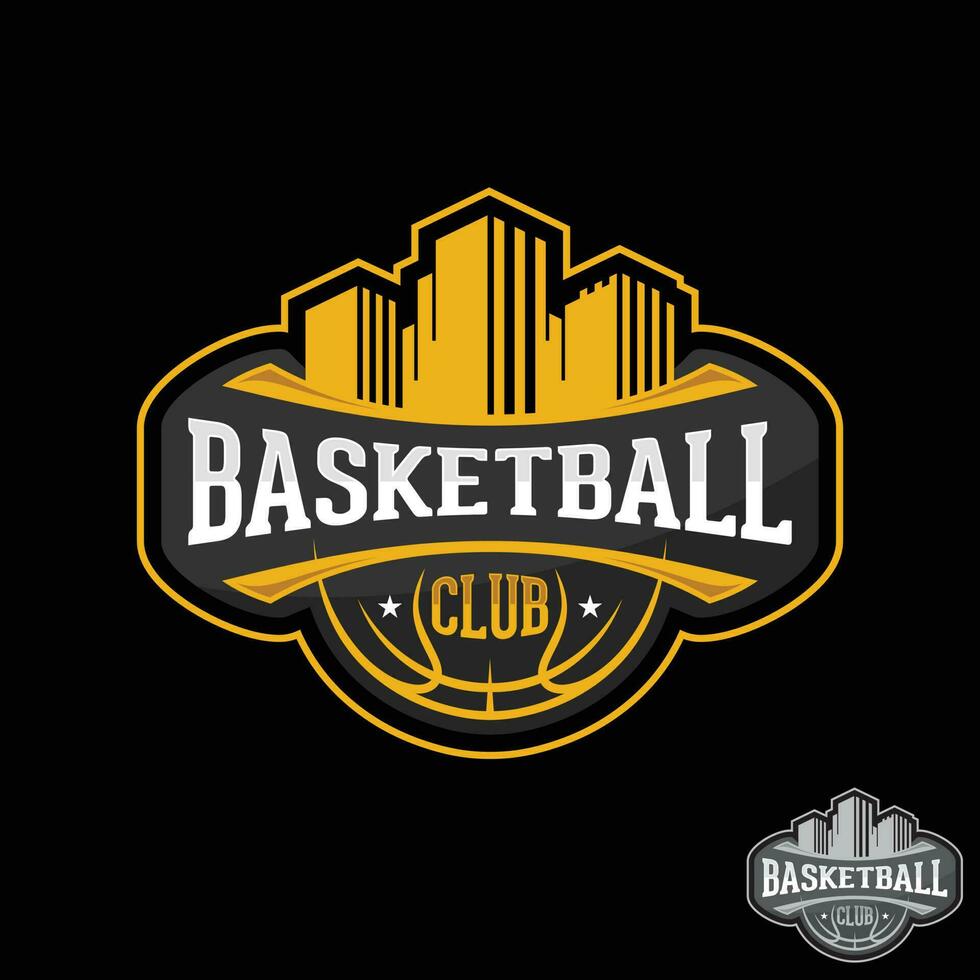 pallacanestro città club emblema vettore portafortuna logo design