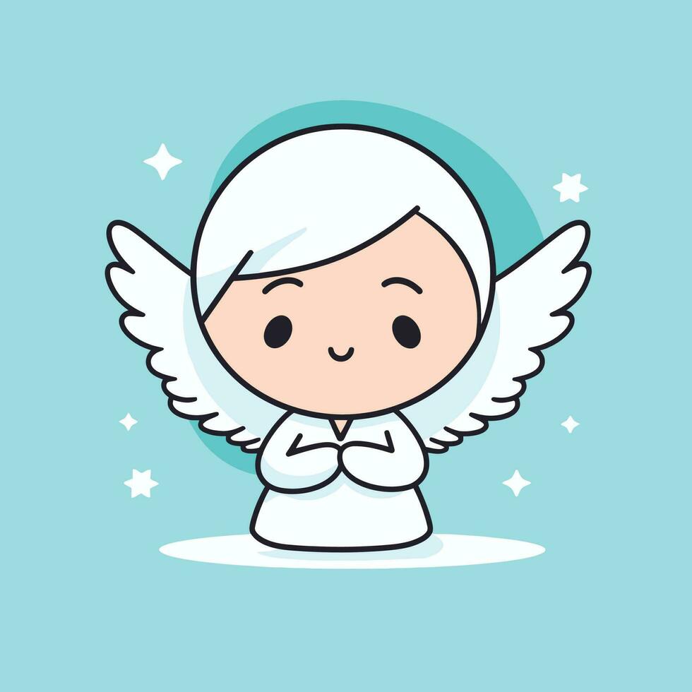 carino kawaii angelo chibi portafortuna vettore cartone animato stile