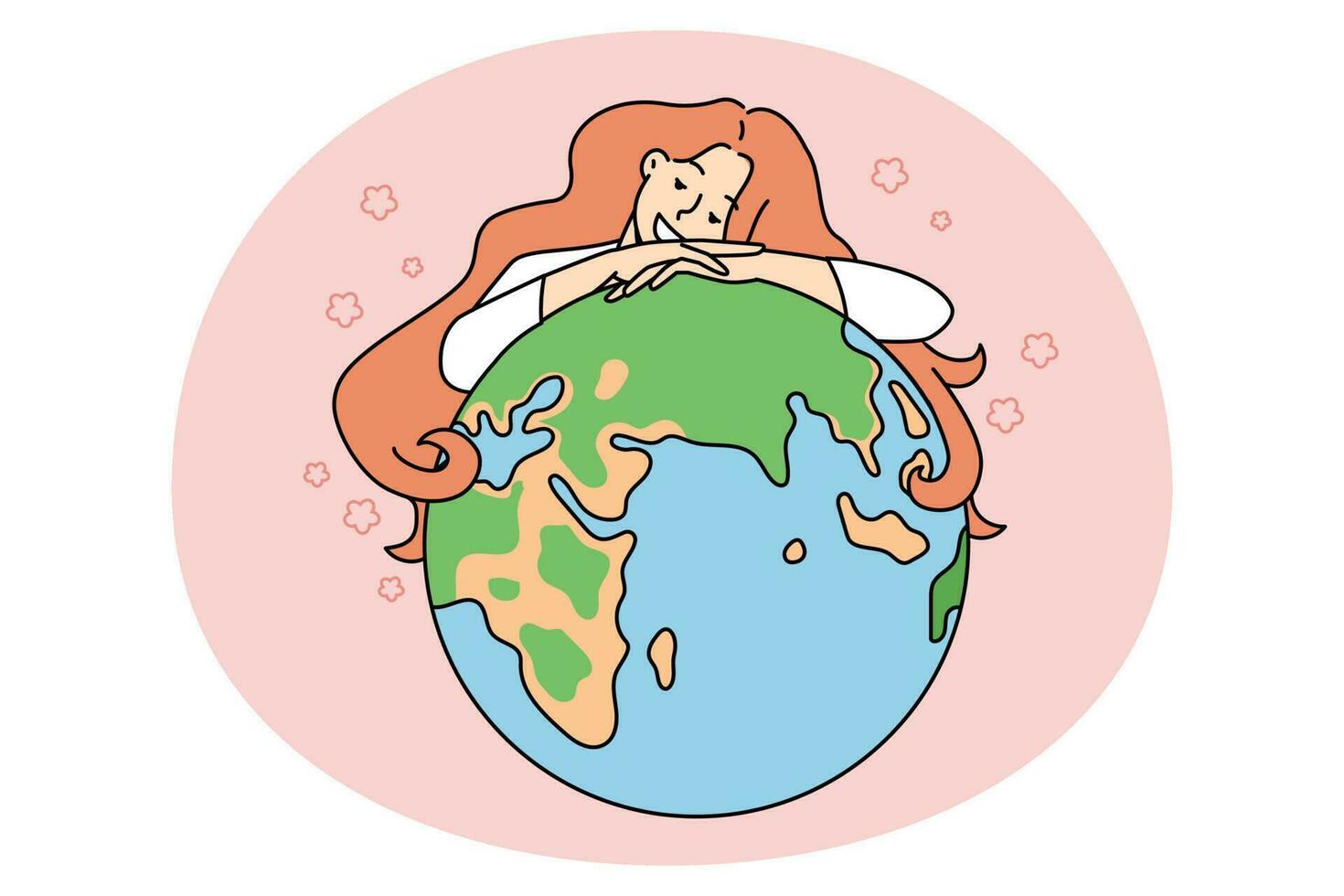 donna abbraccio pianeta terra mostrando amore e cura vettore