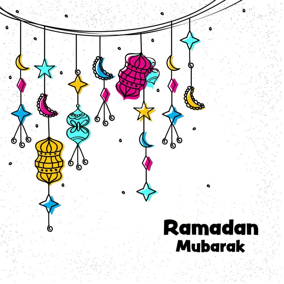 Ramadan mubarak celebrazione sfondo decorato con scarabocchio stile islamico ornamento. vettore