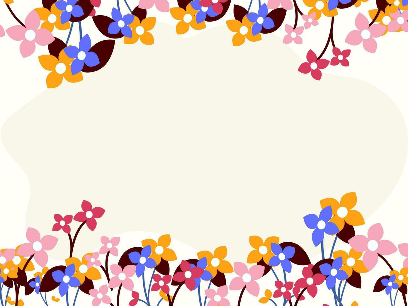 colorato fiori decorato confine sfondo con spazio per testo. vettore