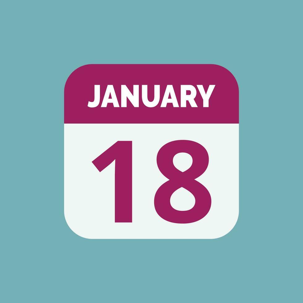 icona della data del calendario del 18 gennaio vettore