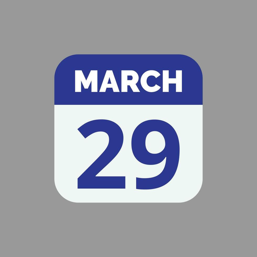 marzo 29 calendario Data vettore