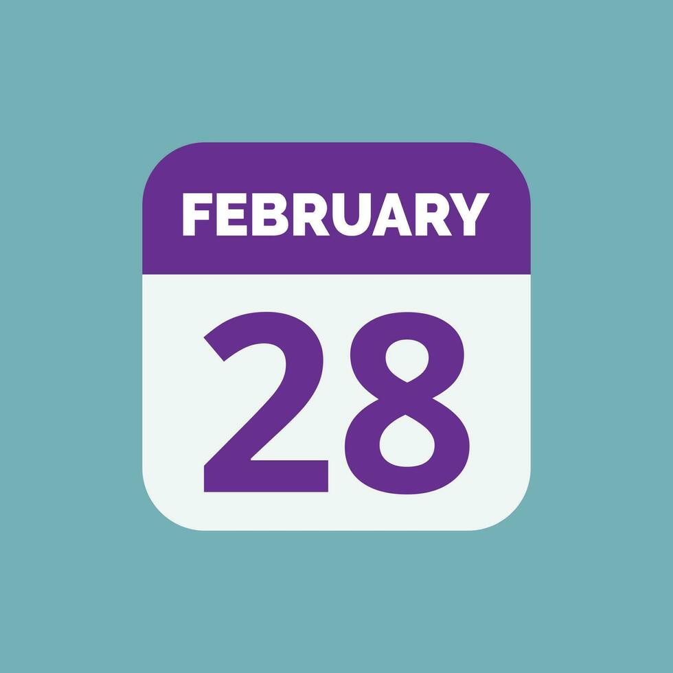 icona della data del calendario del 28 febbraio vettore