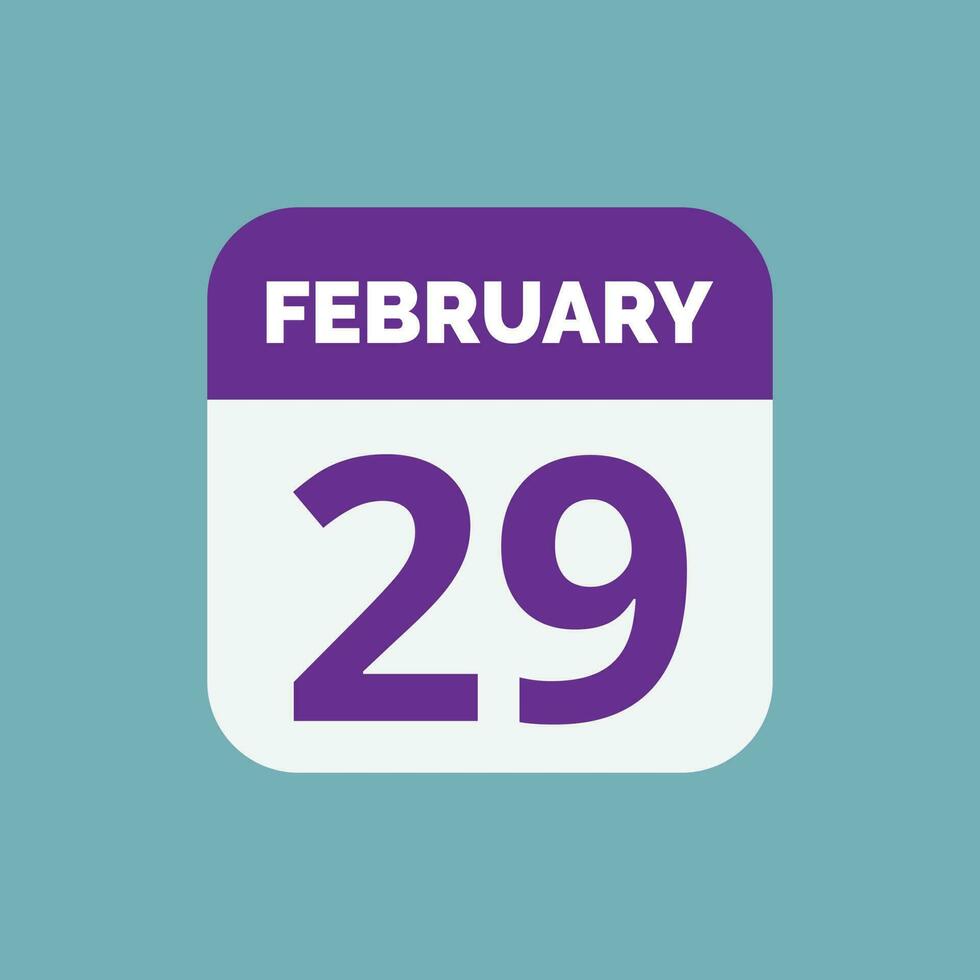 icona della data del calendario del 29 febbraio vettore