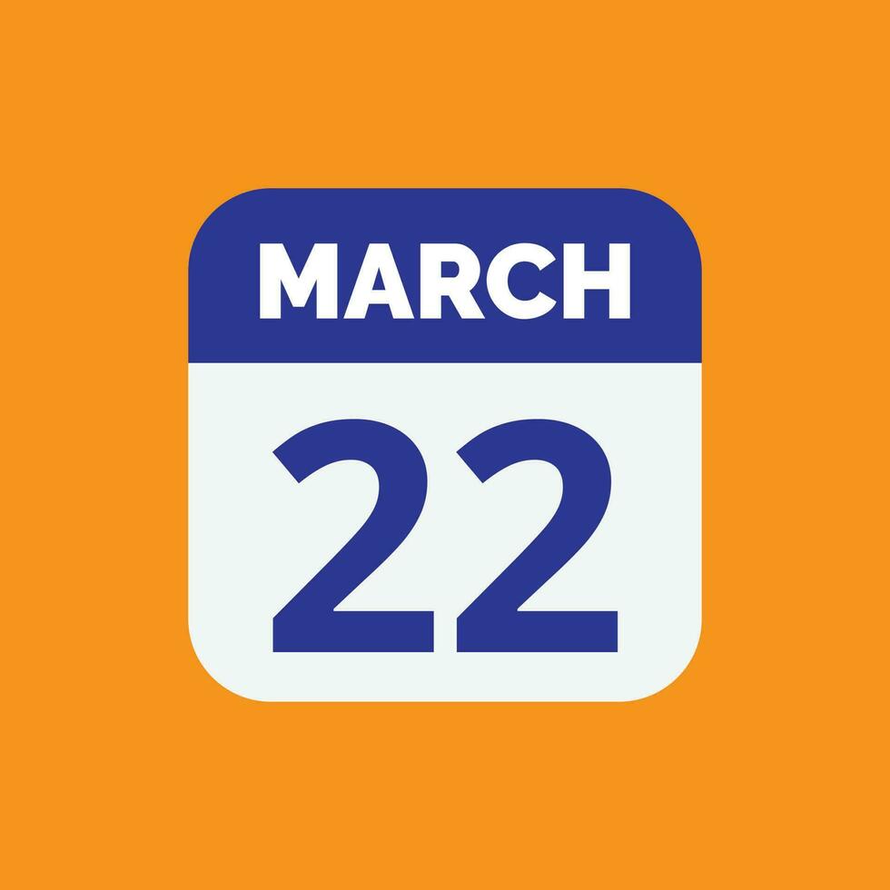 marzo 22 calendario Data vettore