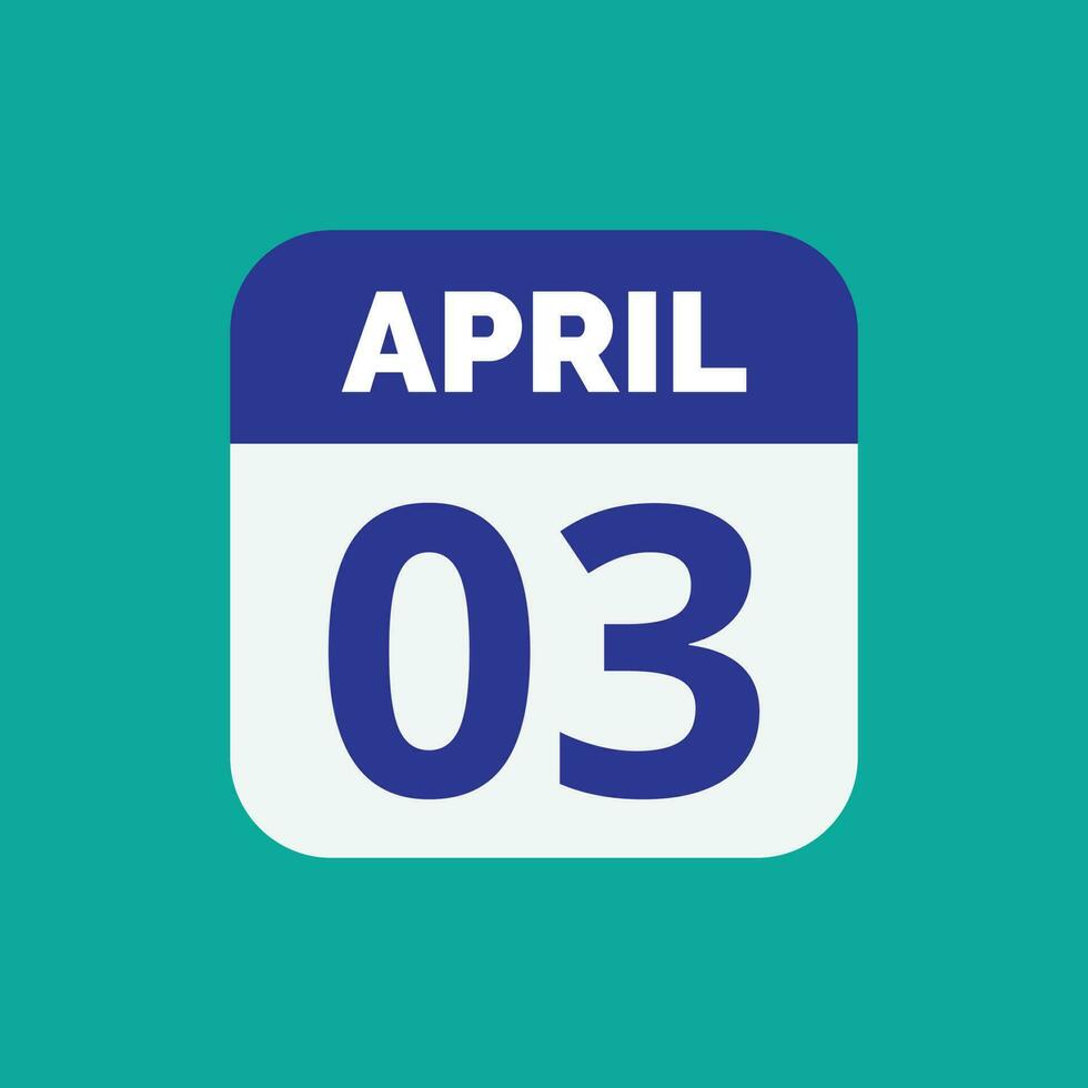 aprile 3 calendario Data vettore