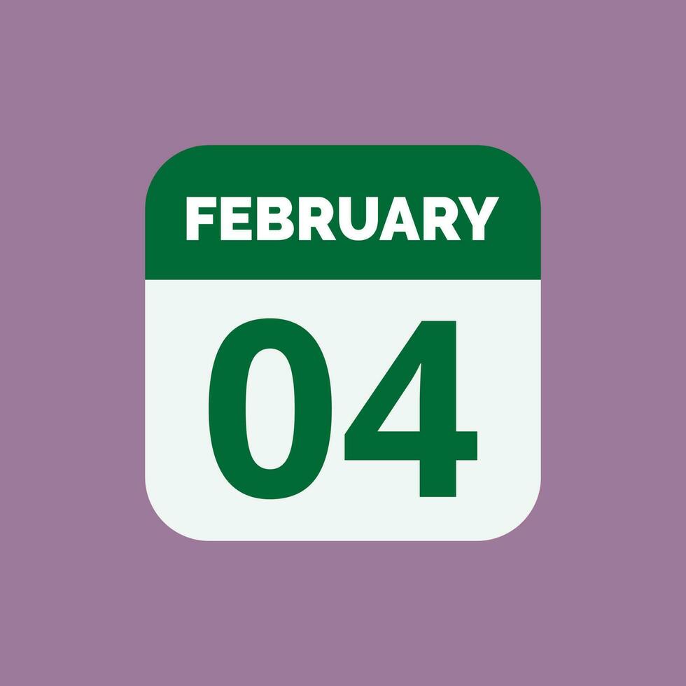 icona della data del calendario del 4 febbraio vettore