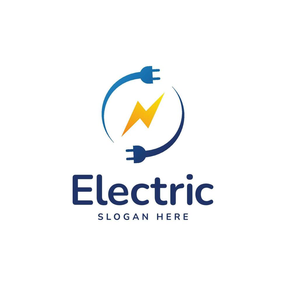 veloce fulmine energia energia logo design vettore. elettrico spina logo vettore