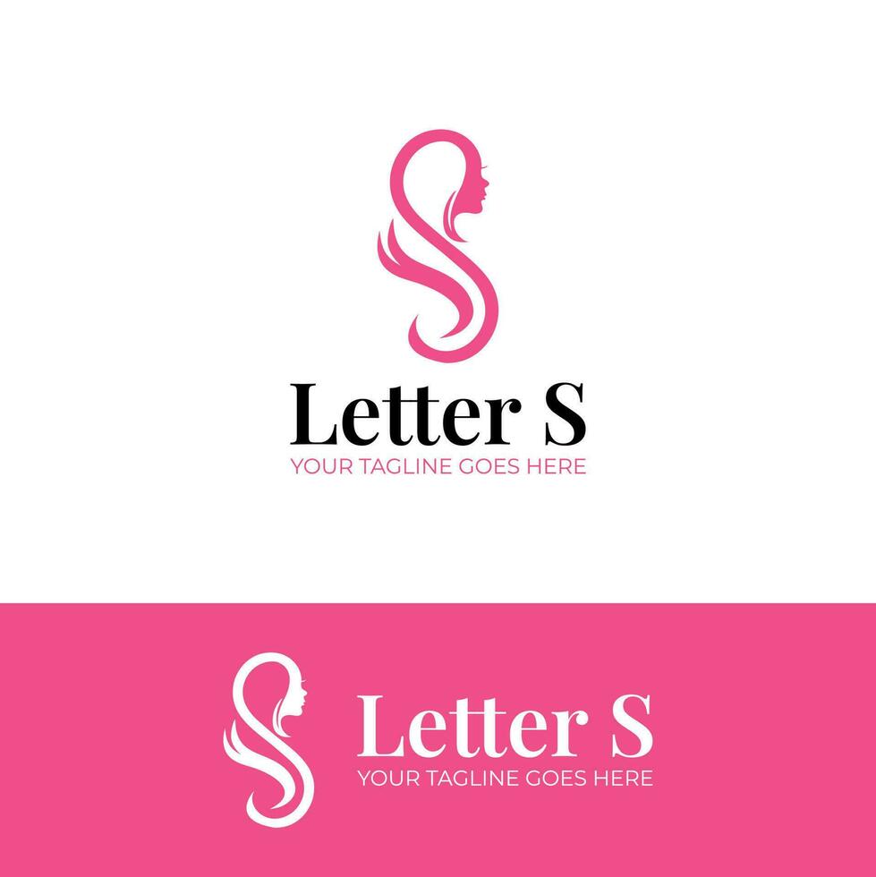 iniziale lettera logo vettore design S forma bellissimo donna silhouette, cura della pelle logo, terme logo, Salute logo