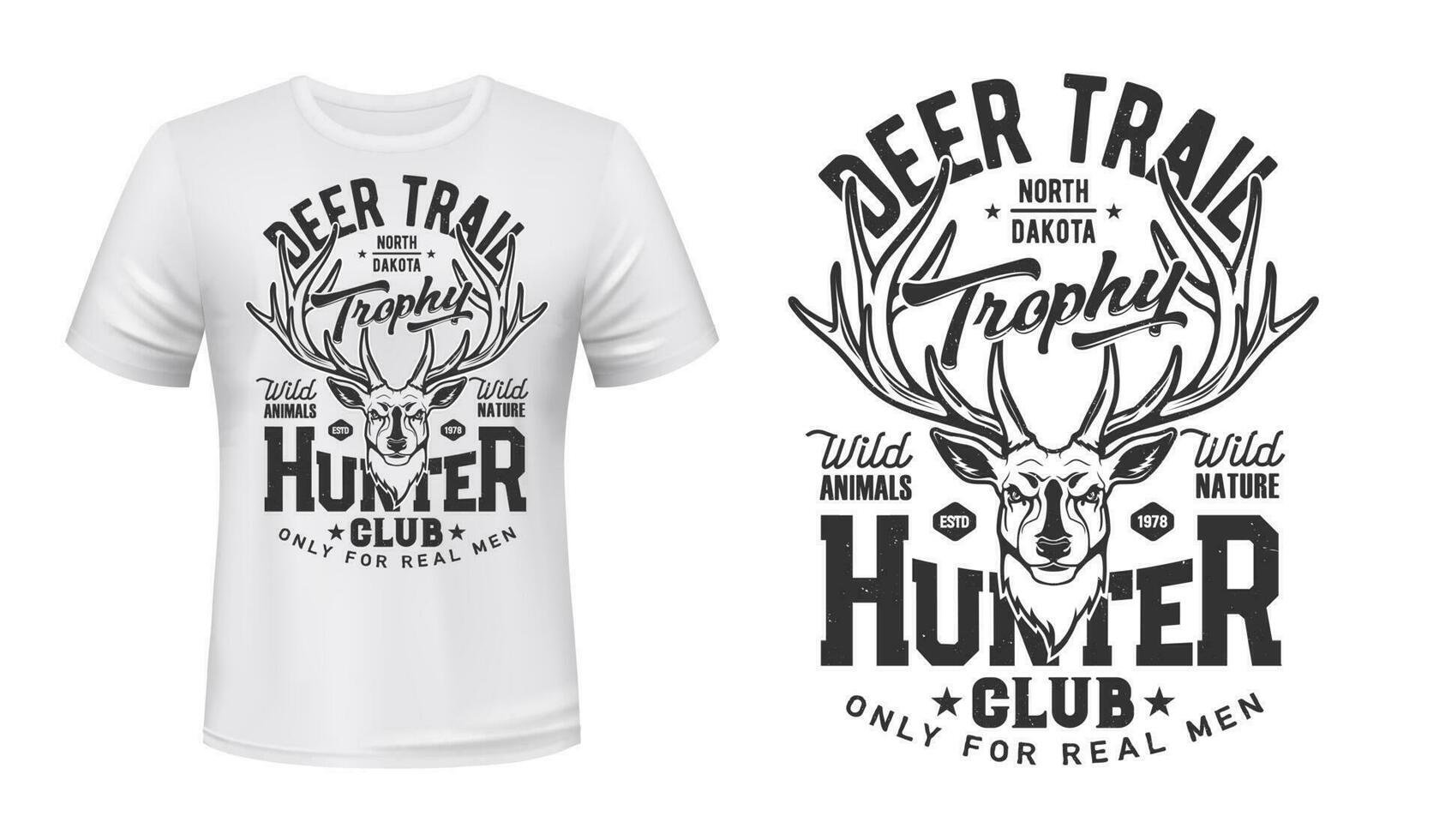 maglietta Stampa con cervo, portafortuna per cacciatore club vettore