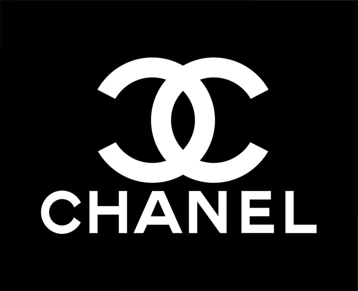 chanel marca Abiti con nome logo simbolo bianca design moda vettore illustrazione con nero sfondo