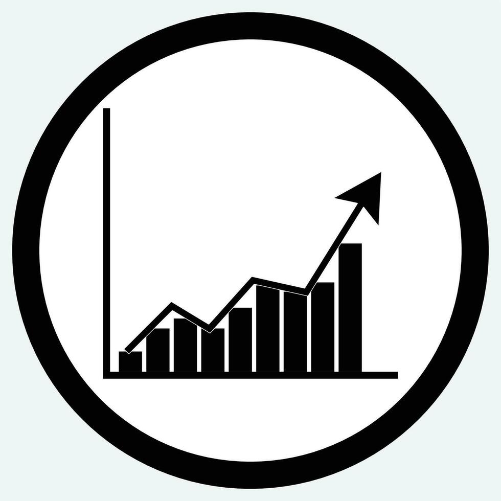 crescita grafico icona nero bianca vettore