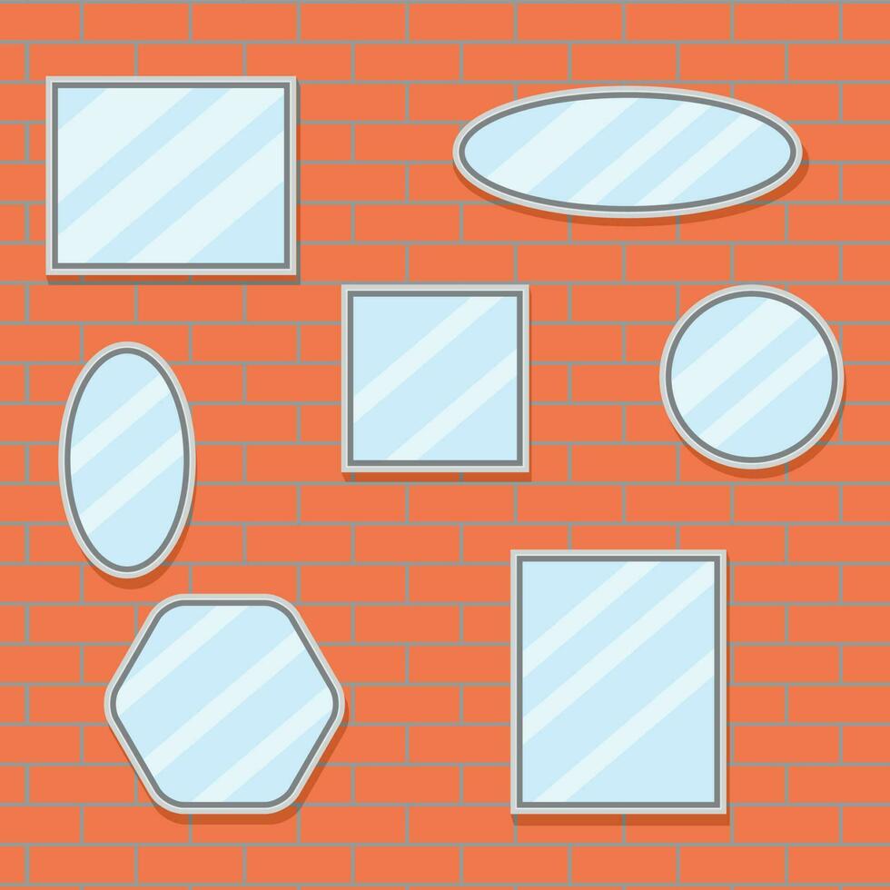 specchio impostato design mattone parete vettore