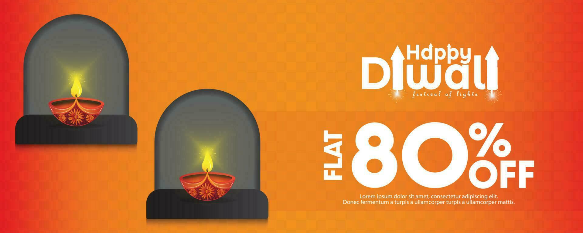 Diwali vendita bandiera con diya olio lampada. Festival stagione. vendita offerta, indiano Festival di luci, vettore