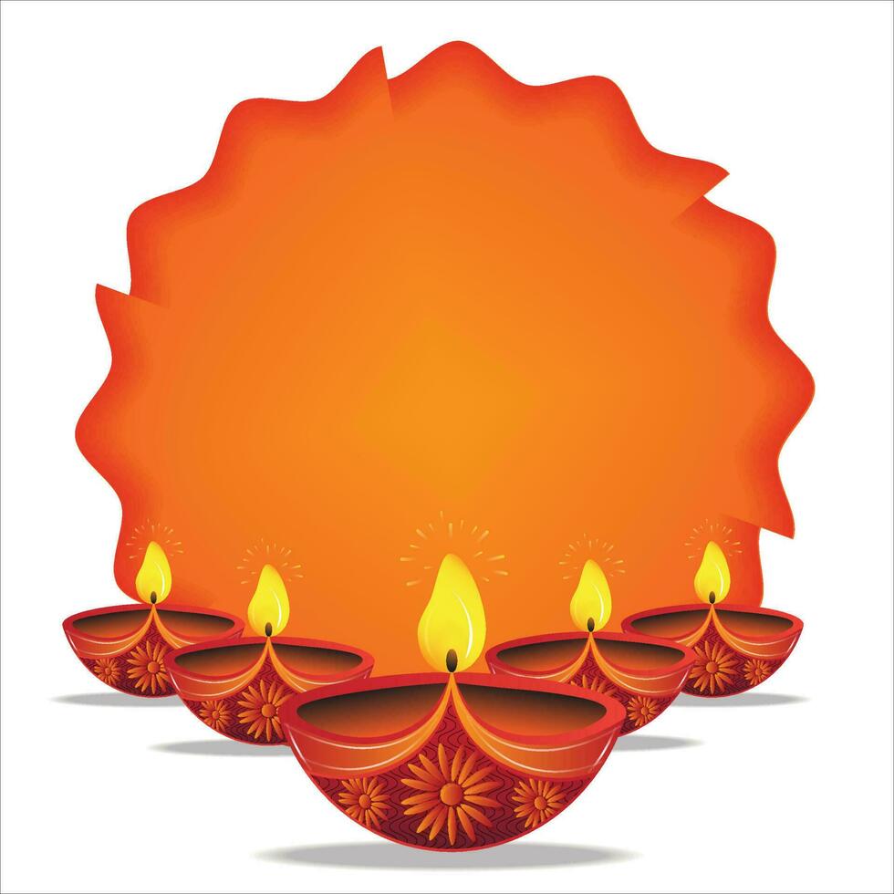 contento diwali. creativo Diwali Festival modello design con bellissimo diya olio lampade. Festival di luci. vacanza sfondo, può Usato per saluto carta, striscione, volantino, annuncio, modello. vettore