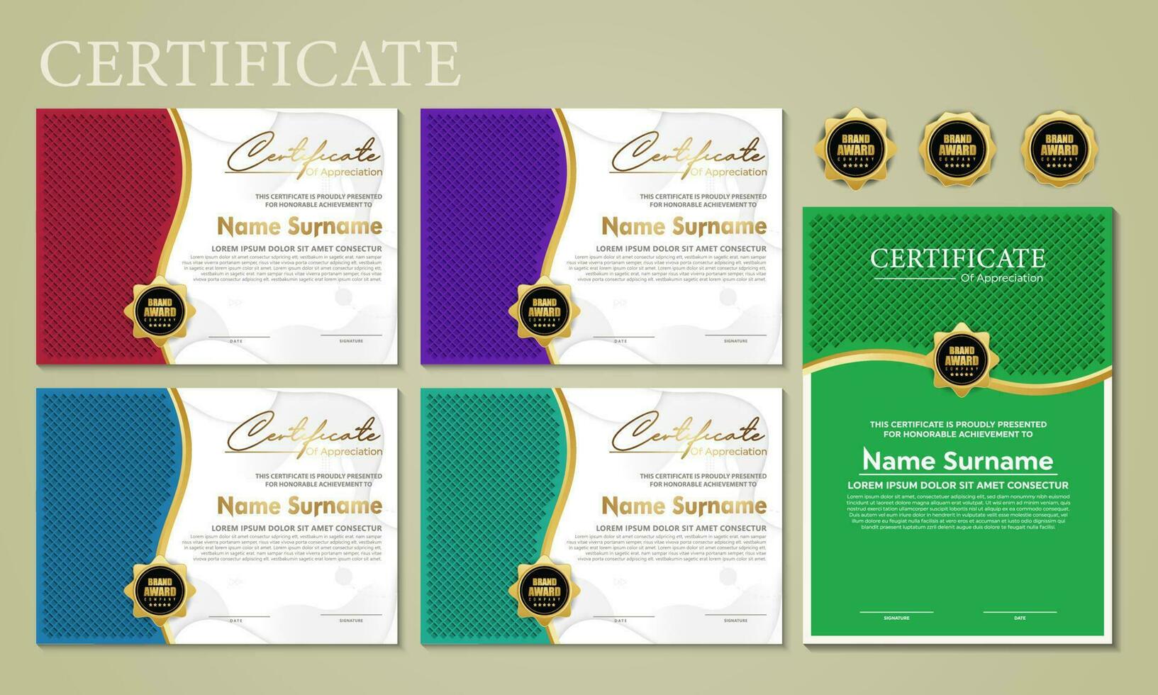 concetto di layout del certificato di design moderno. semplice, elegante e lussuoso, elegante, moderno, design, diploma, fondo, vettore, certificato, certificato, template. vettore