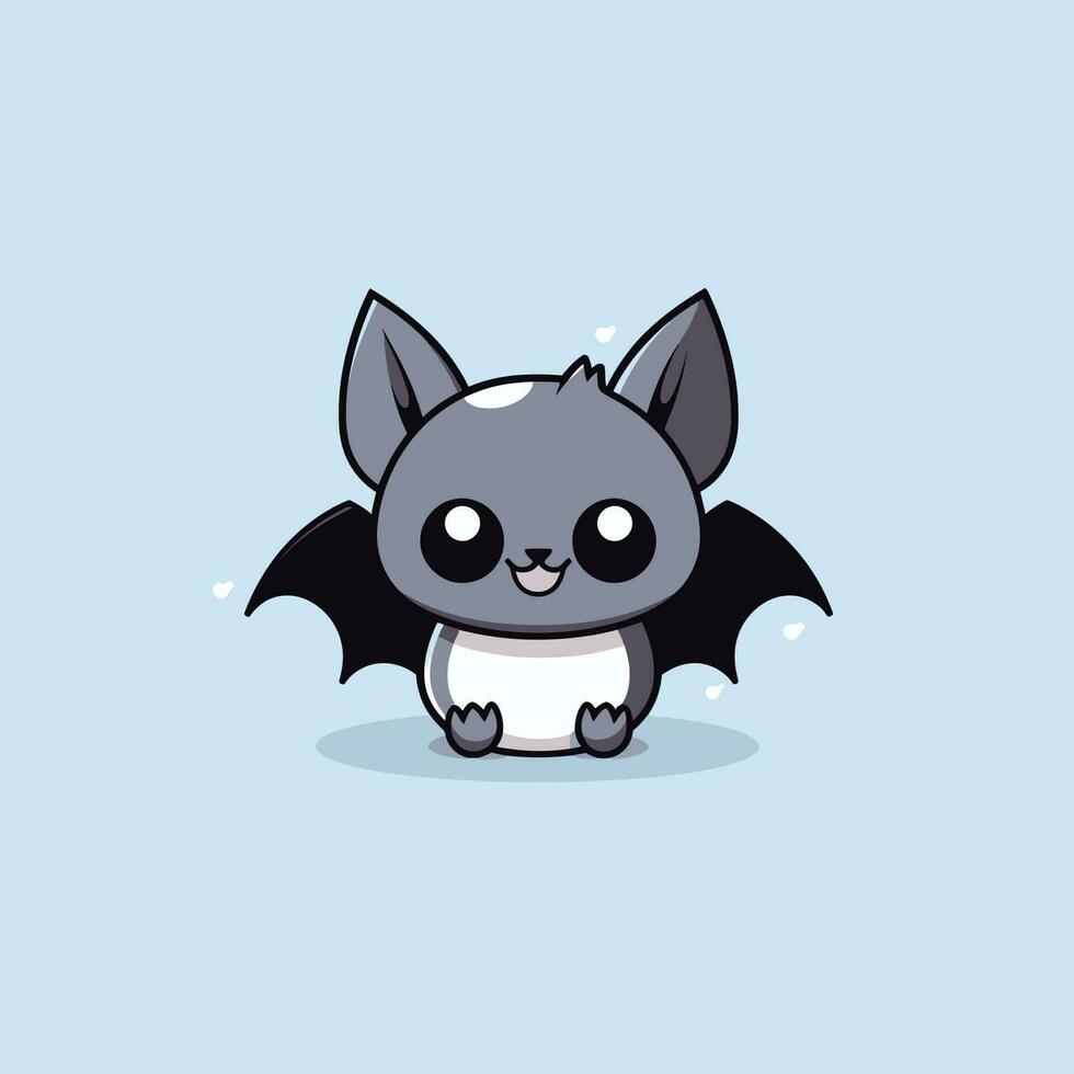 carino kawaii pipistrello chibi portafortuna vettore cartone animato stile