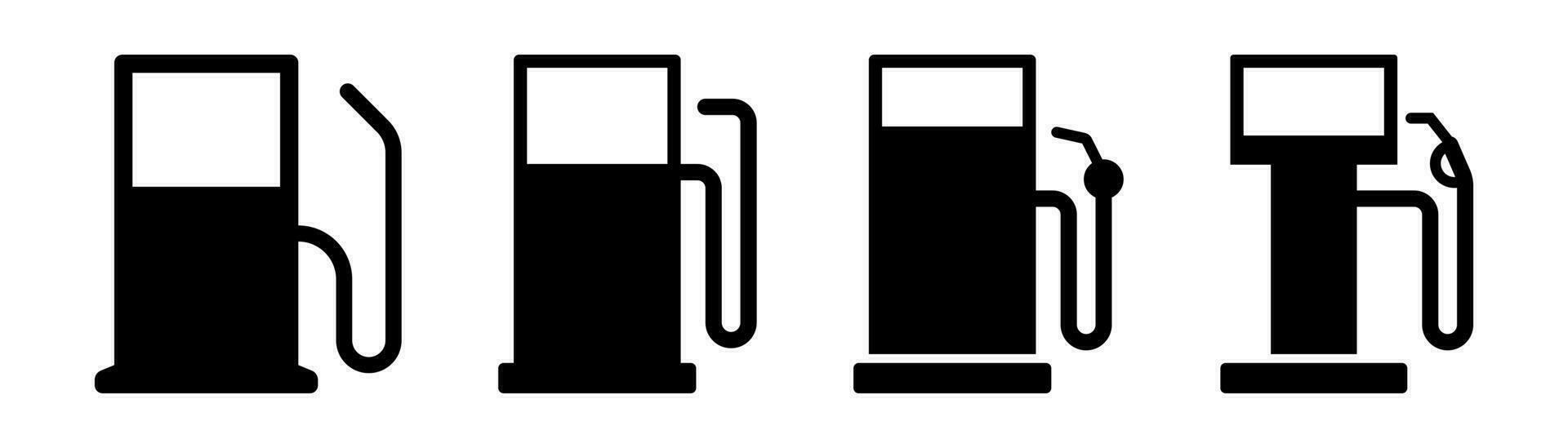 gas pompa. carburante stazione icona impostare. benzina pompa simbolo. carburante icona nel nero. benzina stazione. azione vettore illustrazione