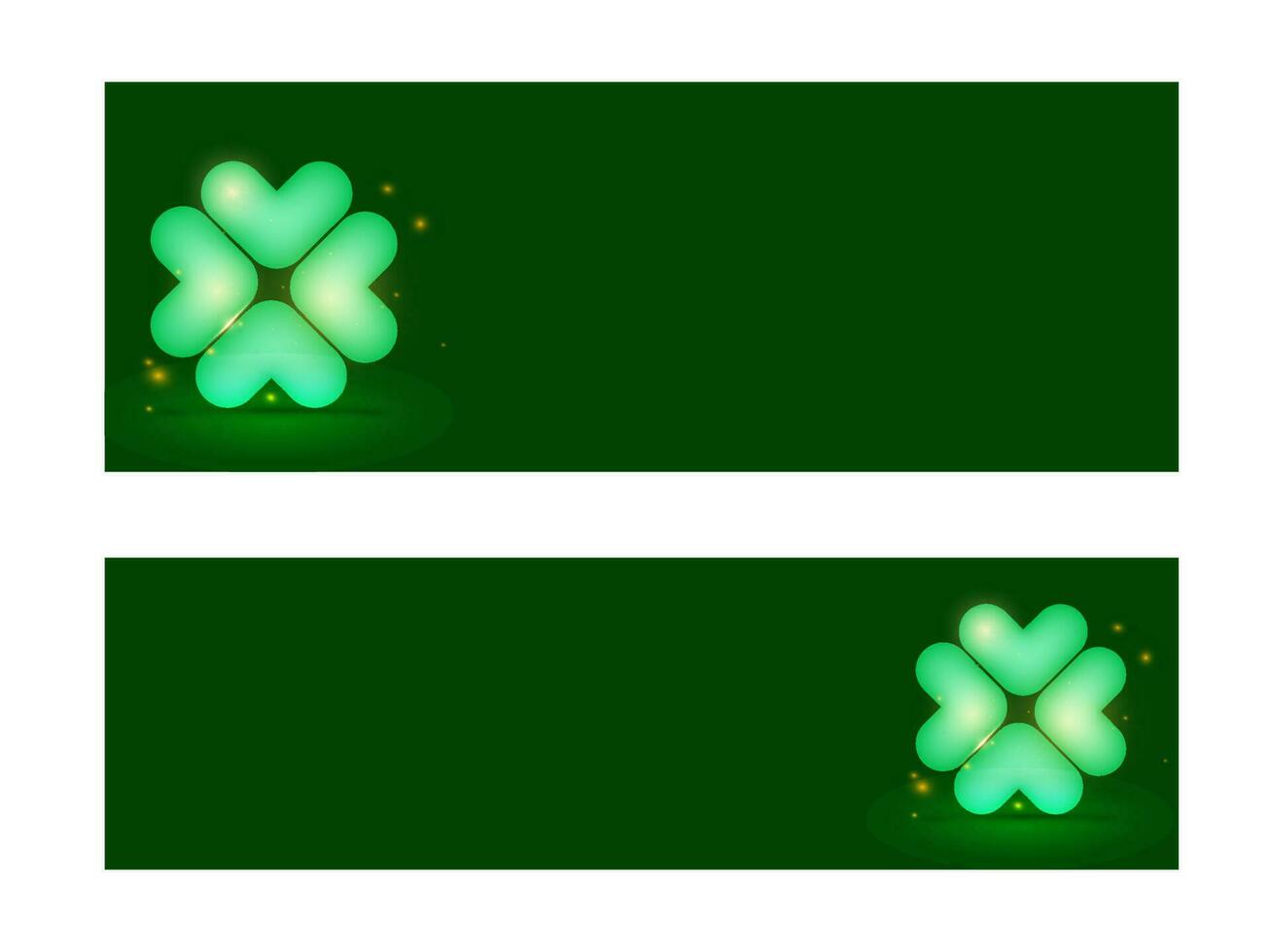 sito web intestazione o bandiera design impostato con lucido trifoglio foglia, leggero effetto e spazio per testo su verde sfondo. vettore