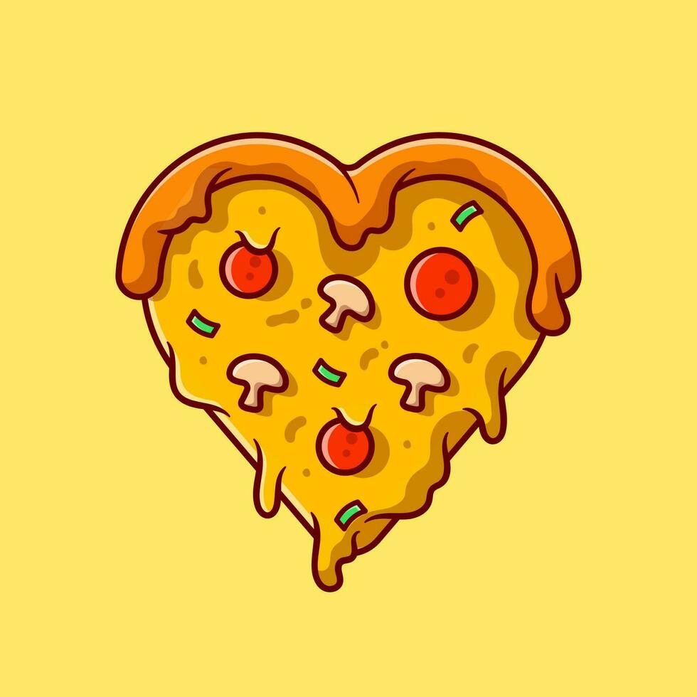 amore Pizza cartone animato vettore icona illustrazione. veloce cibo icona concetto isolato premio vettore. piatto cartone animato stile