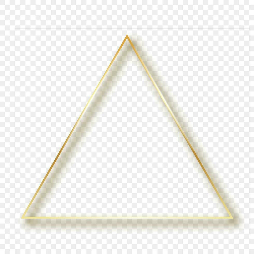 oro raggiante triangolo telaio con ombra vettore
