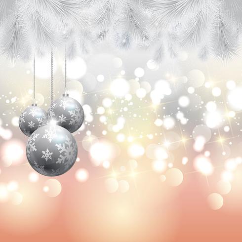 Albero di Natale e sfondo di palline vettore