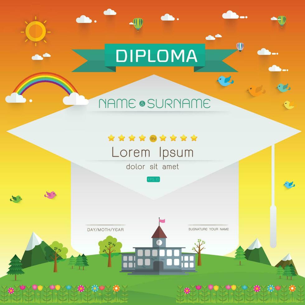 certificato bambini diploma vettore