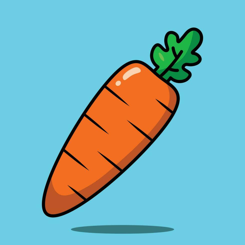 piatto stile carota frutta cartone animato vettore icona illustrazione cibo