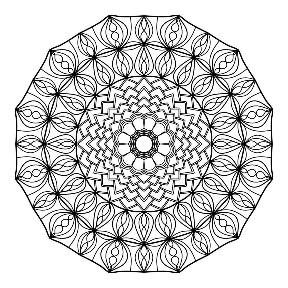 mandala per colorazione prenotare, il giro ornamento, irregolare floreale forma decorazione, orientale vettore, fatica terapia modello, tessere yoga vettore logo design elemento. adulto mandala per colorazione