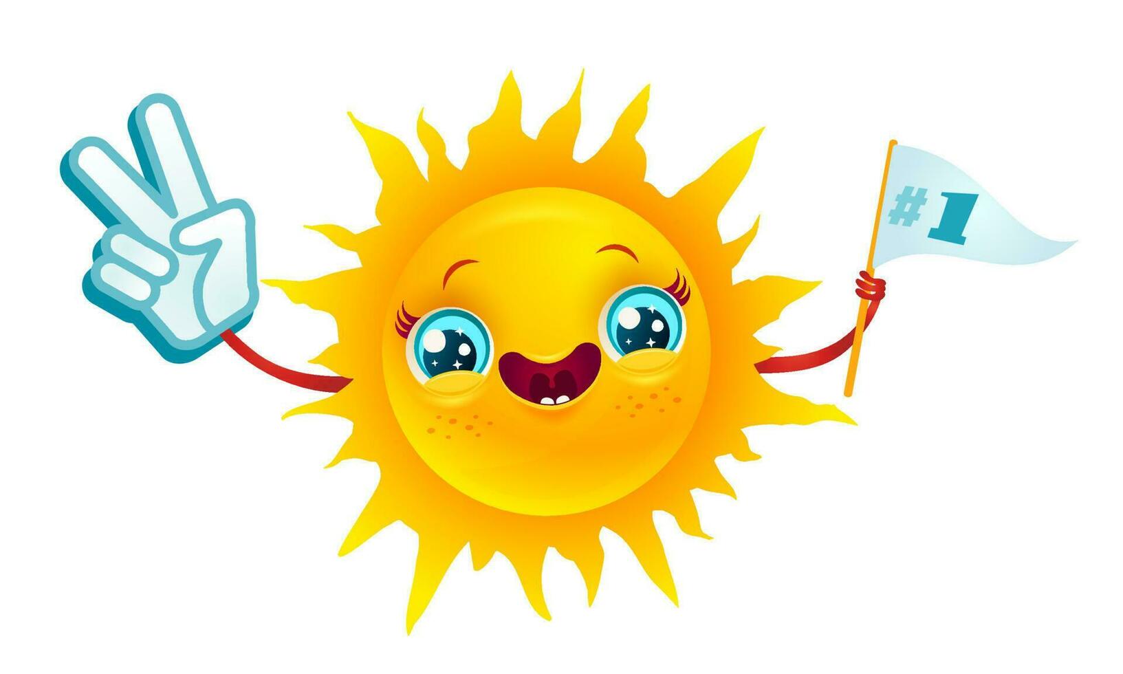 vettore illustrazione di sole con nel kawaii stile. Sorridi e pace.