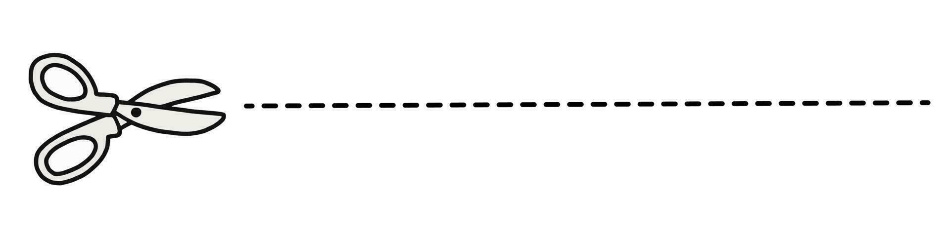 forbici icona con trattino taglio linea, buono confine cartello. vettore