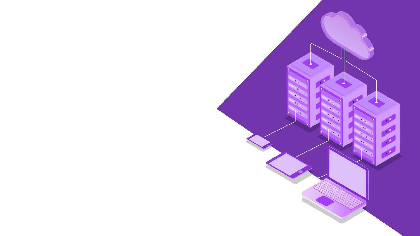 3d illustrazione di nube server collegato con tre Locale server e digitale dispositivi per nube Conservazione concetto basato isometrico design. vettore