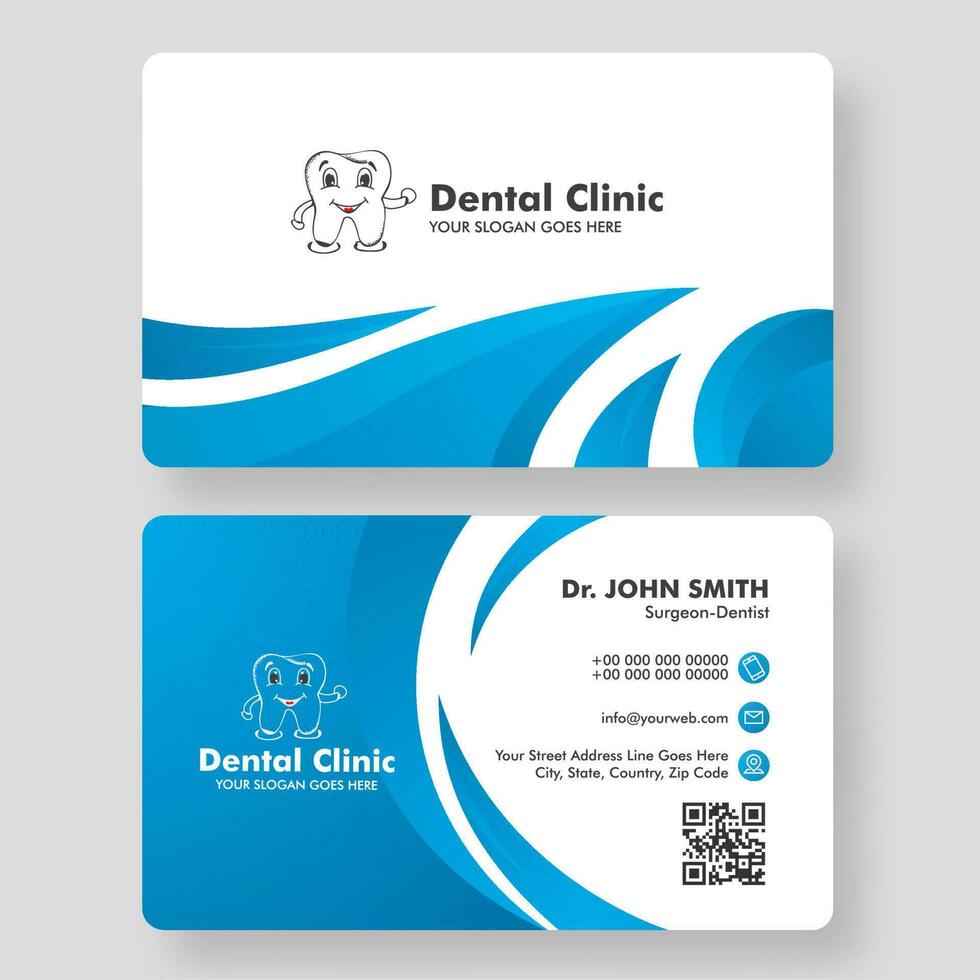 davanti e indietro Visualizza di attività commerciale carta o visitare carta design per dentale clinica. vettore
