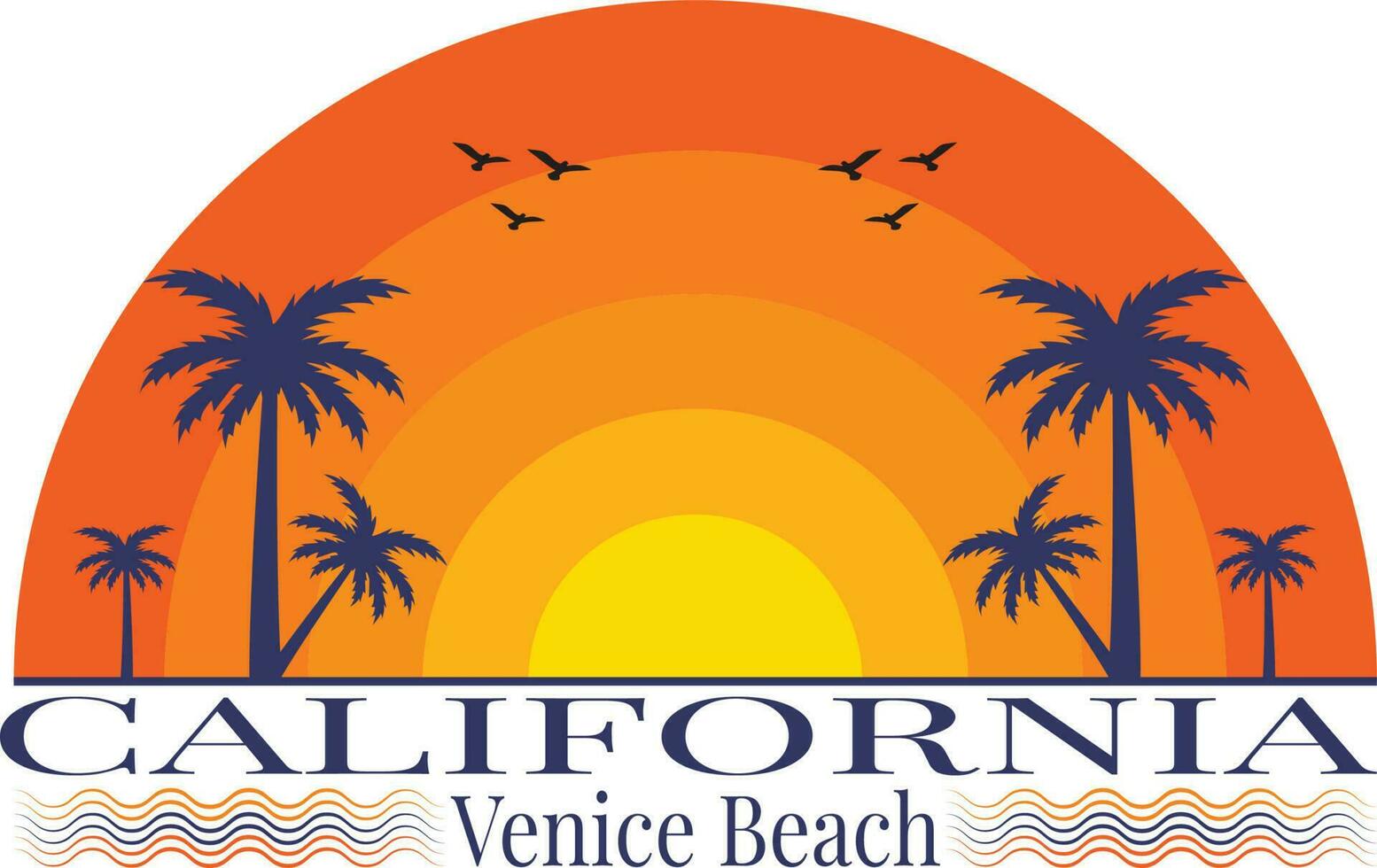 California Venezia spiaggia maglietta design vettore illustrazione