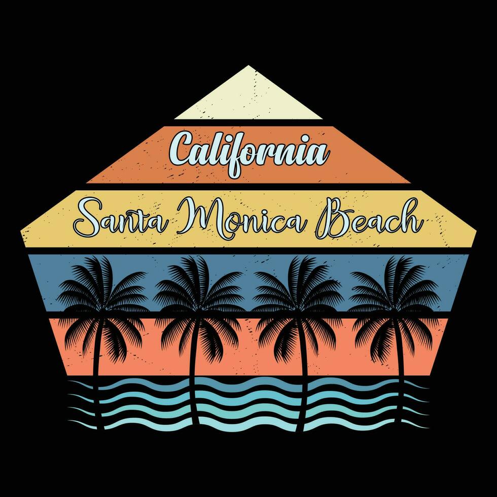 California Santa monica spiaggia maglietta design vettore