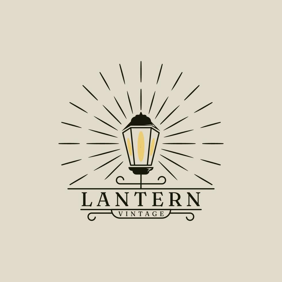 lanterna logo linea arte o Vintage ▾ design con minimalista stile vettore