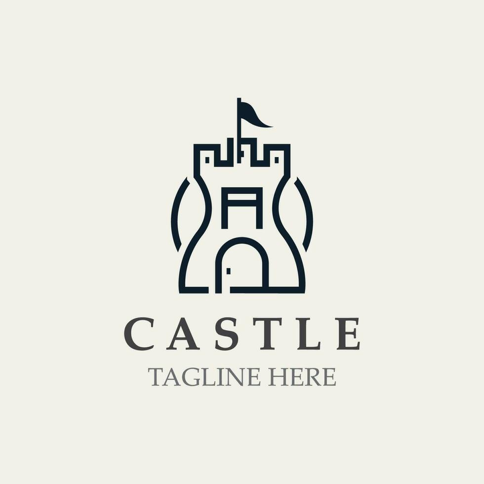 castello logo grafico modello disegno, antico castello Vintage ▾ vettore