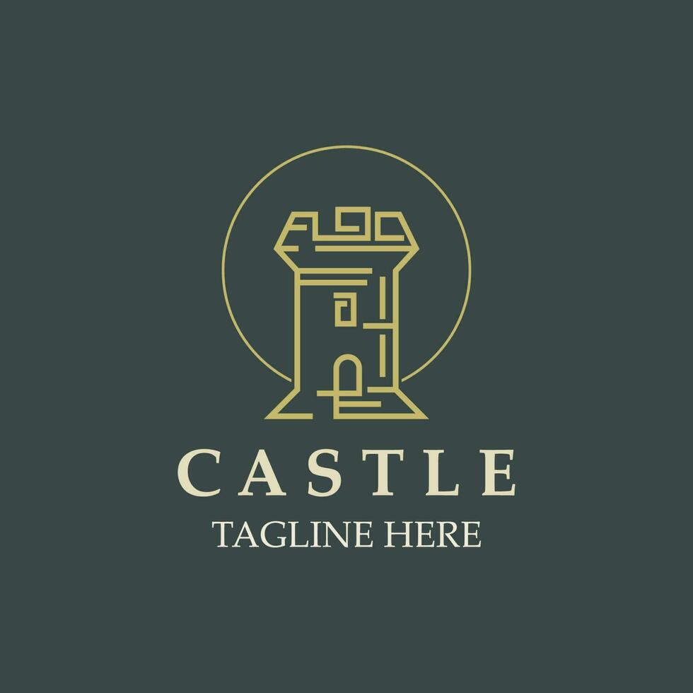 castello logo grafico modello disegno, antico castello Vintage ▾ vettore