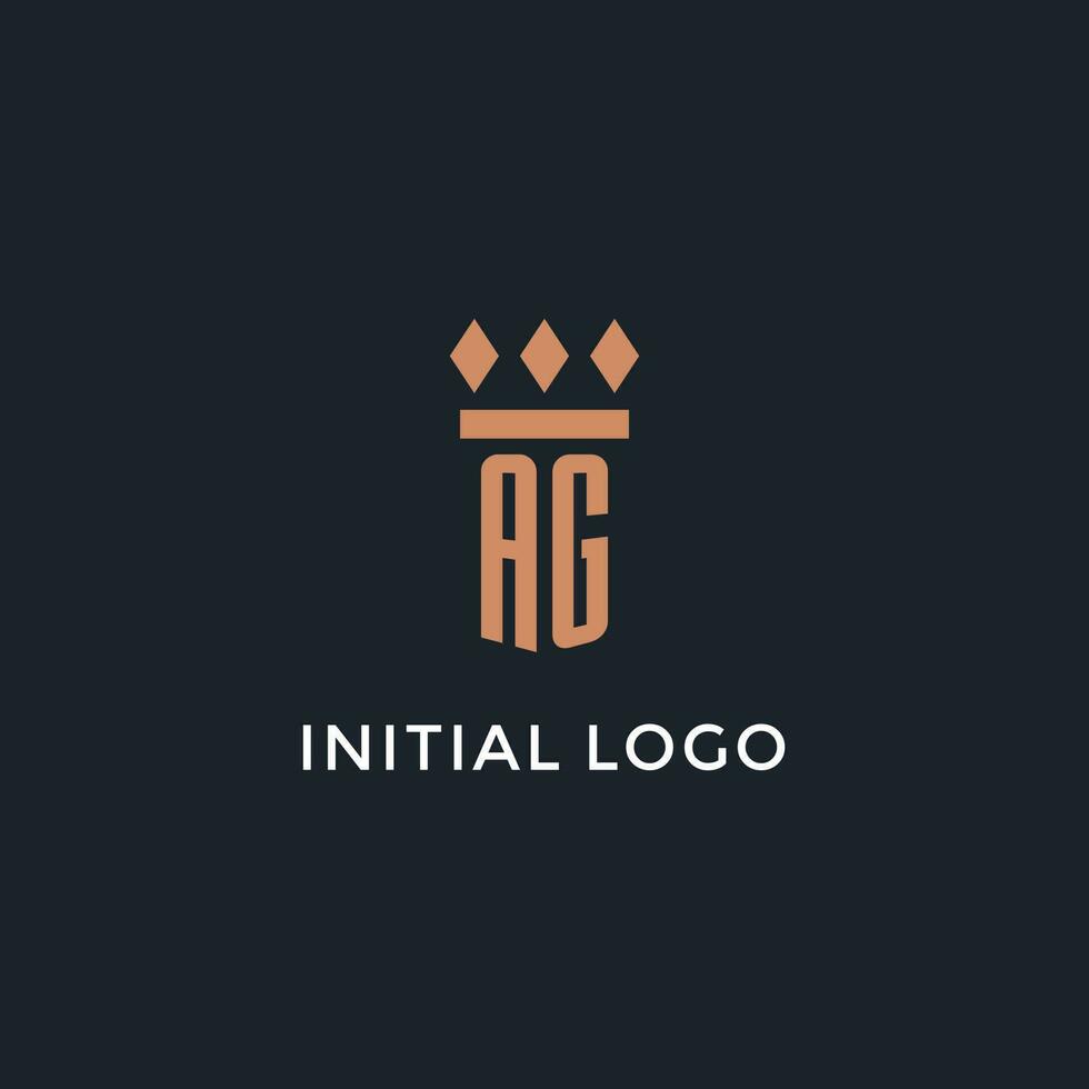 ag logo iniziale con pilastro icona disegno, lusso monogramma stile logo per legge azienda e procuratore vettore