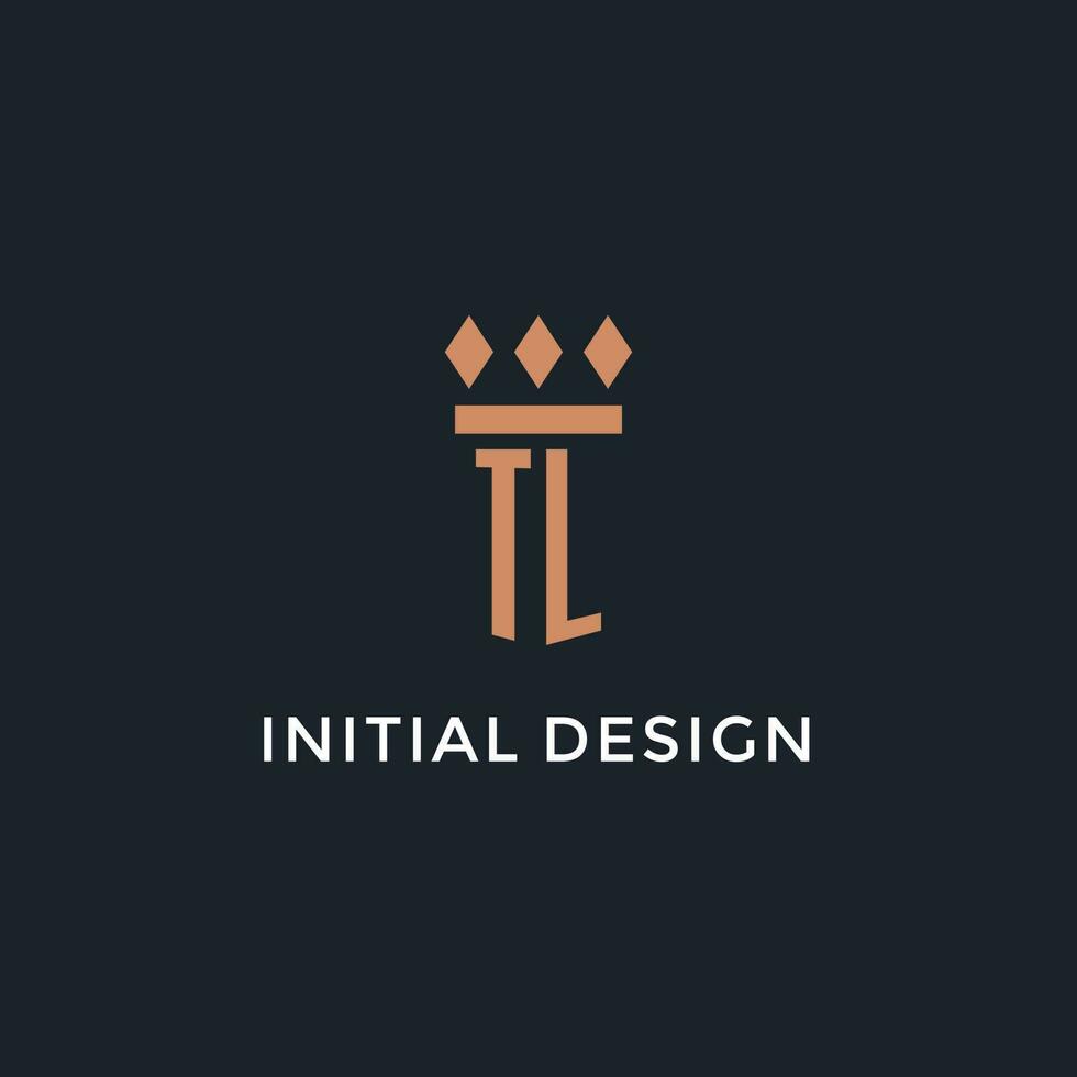 tl logo iniziale con pilastro icona disegno, lusso monogramma stile logo per legge azienda e procuratore vettore