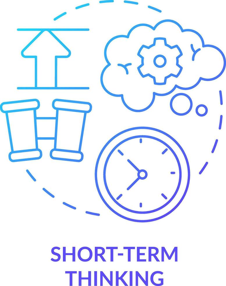 corto termine pensiero blu pendenza concetto icona. trasformazione. adattabilità nemico nel umano risorse astratto idea magro linea illustrazione. isolato schema disegno vettore