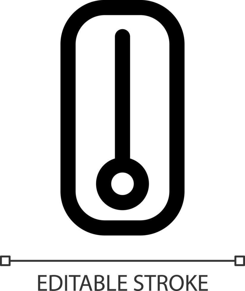 mercurio termometro bianca lineare ui icona. temperatura misurazione strumento. gui, UX design. schema isolato utente interfaccia elemento per App e ragnatela. modificabile ictus vettore