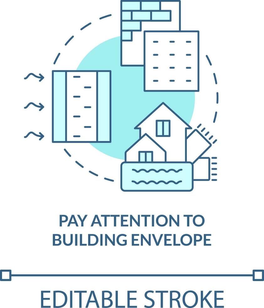 pagare Attenzione per edificio Busta turchese concetto icona. netto zero design approccio astratto idea magro linea illustrazione. isolato schema disegno. modificabile ictus vettore