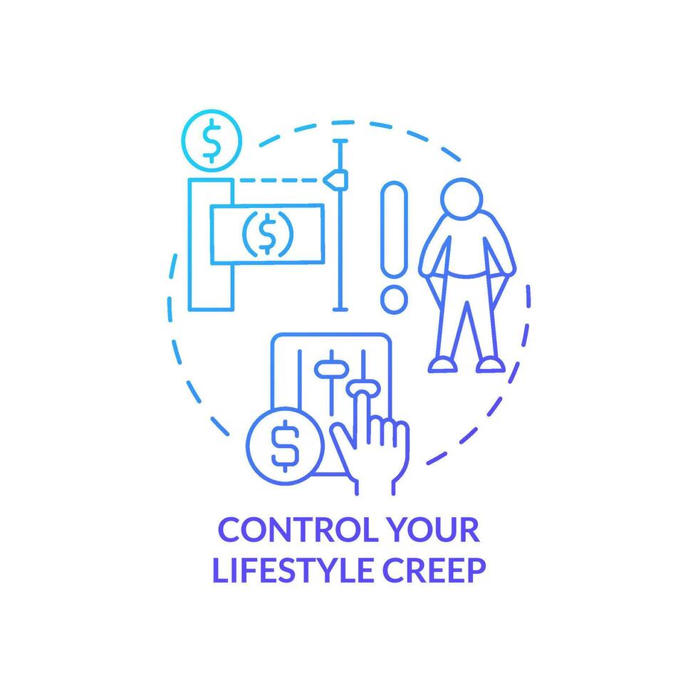 controllo il tuo stile di vita strisciamento blu pendenza concetto icona. Come può consumatori affare con inflazione astratto idea magro linea illustrazione. isolato schema disegno vettore