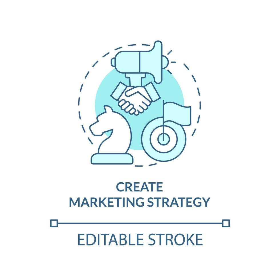 creare marketing strategia turchese concetto icona. inizio affiliato programma astratto idea magro linea illustrazione. isolato schema disegno. modificabile ictus vettore