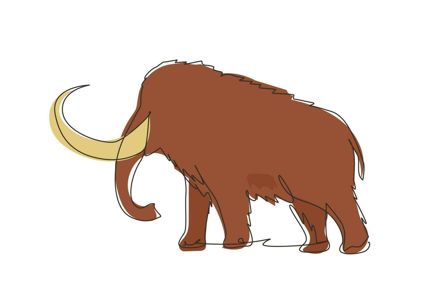singola linea di disegno grande identità del logo aziendale mammut. animale preistorico dell'era glaciale. forte mascotte animale per zoo, zanne, specie di elefanti. vettore grafico moderno di disegno di linea continua